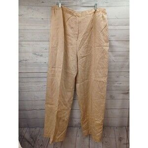 La Rea Collection Womens Linen Dress Pants Beige Plus 3X Straight Leg Lined